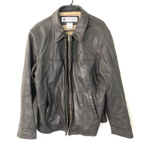 Columbia mens genuine leather zip up jacket